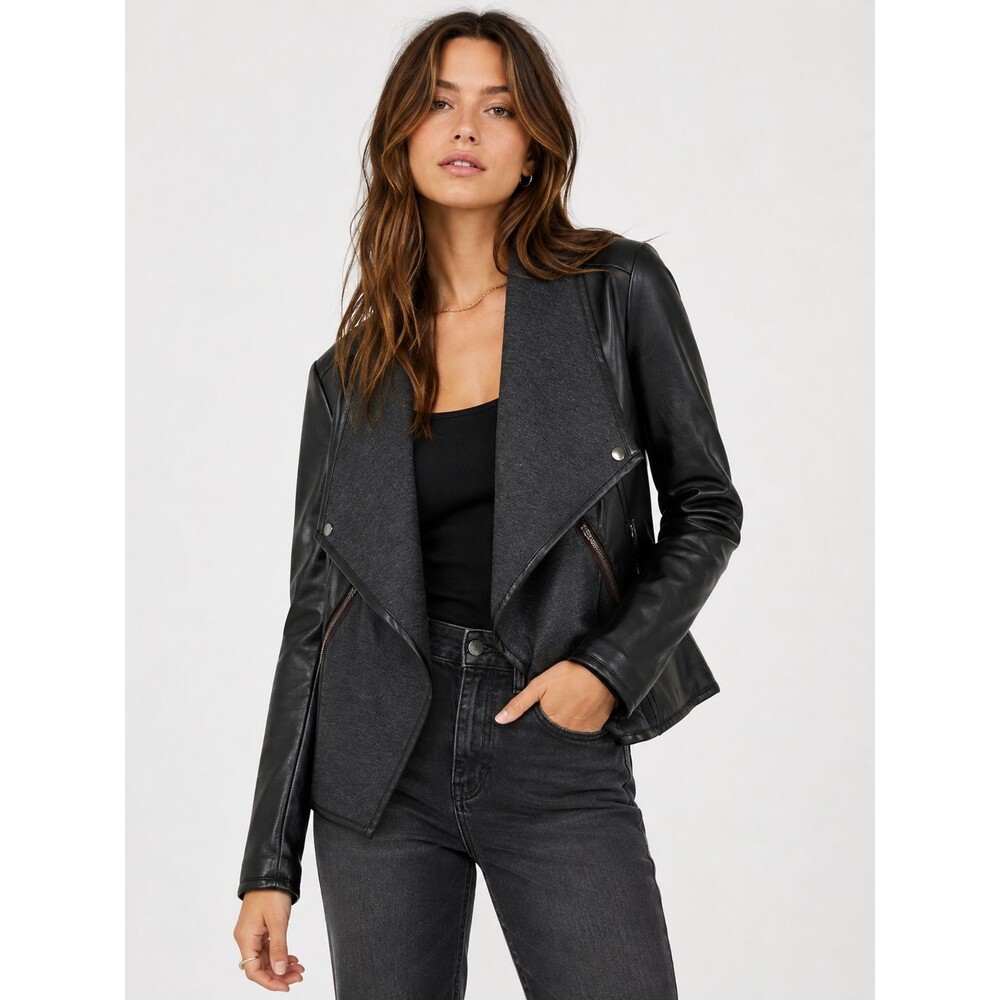New Bagatelle Collection Faux Leather Moto Jacket Size Medium Black Motorcycle